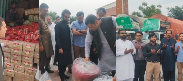 اہلیان فیصل آباد کیطرف سے سوات کے سیلاب متاثرین کیلئے 8 ٹرک امدادی سامان روانہ کردیے گئے