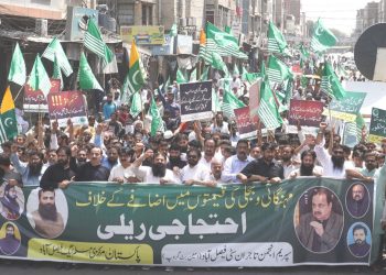 پاکستان مرکزی مسلم لیگ کی جانب سے بجلی اور پیٹرول کی قیمتوں میں اضافے کے خلاف احتجاجی ریلی